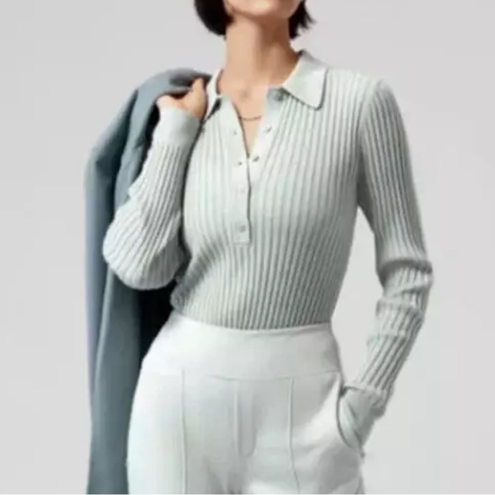 Athleta Sweet Bay Henley Sweater Coast Grey Size 3X